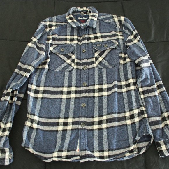 Superdry Blue Flannel Shirt - Picture 1 of 4